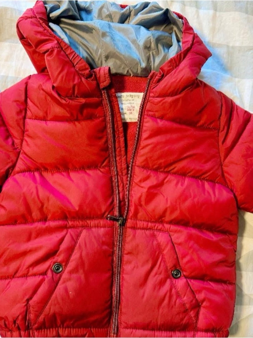 Zara Kids Red Hooded Puffer Jacket